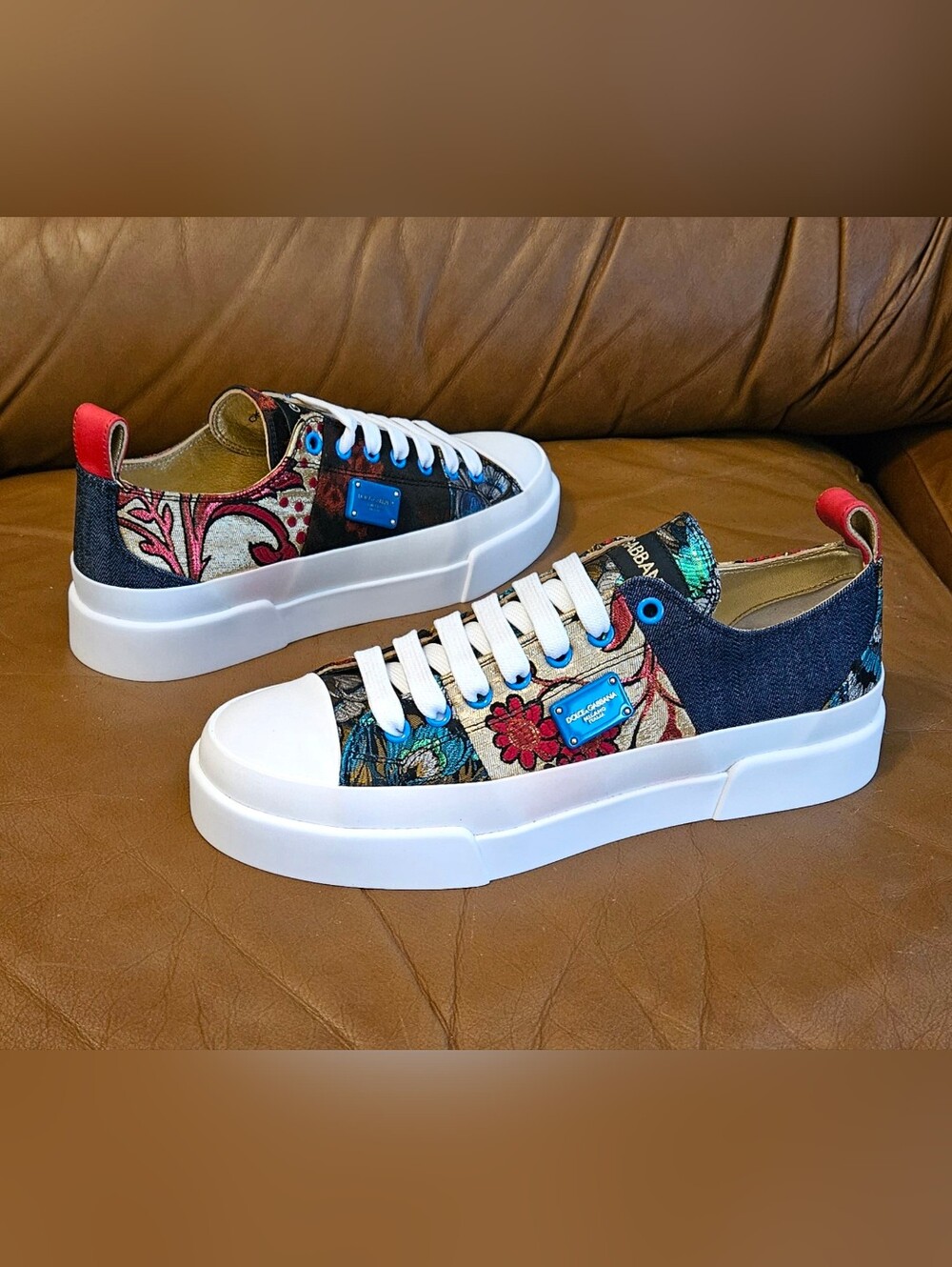 New Womens's Dolce & Gabbana Multicolor Fabric Canvas Shoes Size 9 US